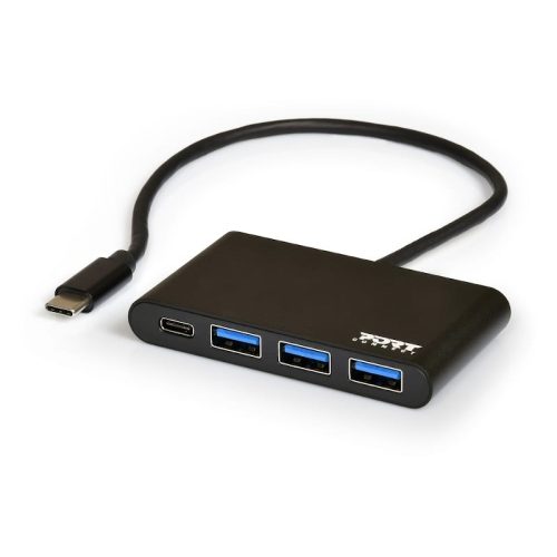 Port USB Type-C to 3 x USB3.0 1 x Type-C PD 30cm 4 Port Hub - Black