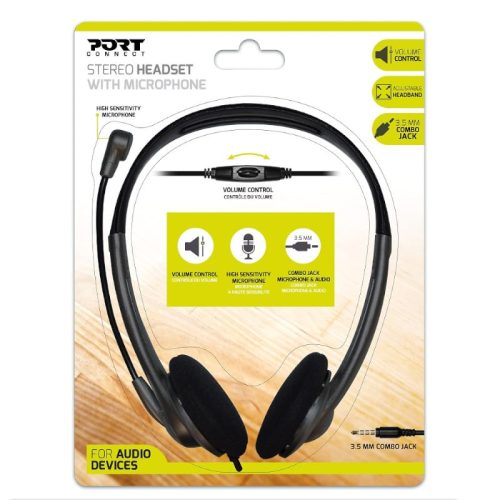 Port Stereo Headset with Mic and Volume Controller