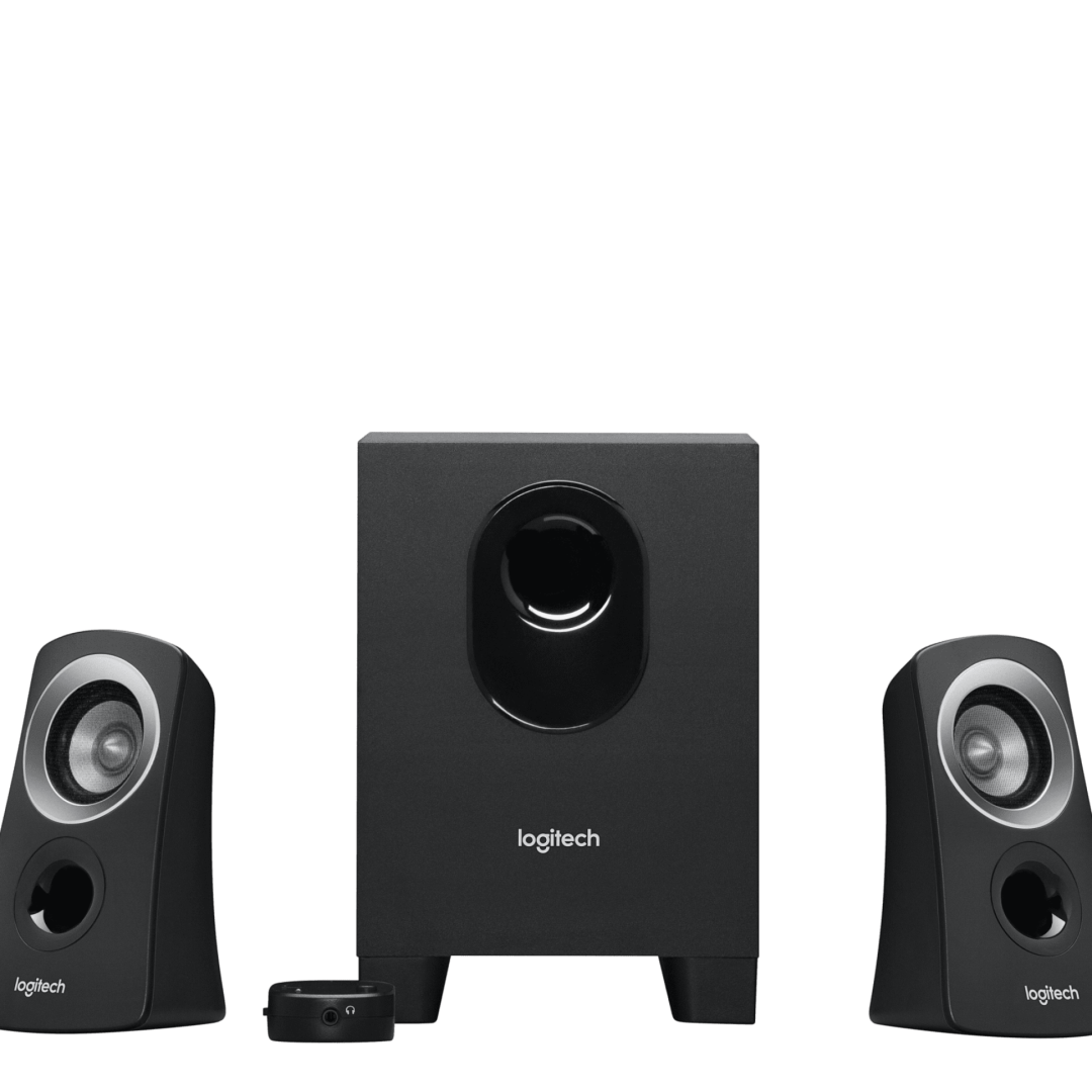 LOGITECH 2.1 SYSTEM 25W RMS POWER COMPACT DOWN-FIRING SUBWOOFER. WIRED CONTROL POD EASY…