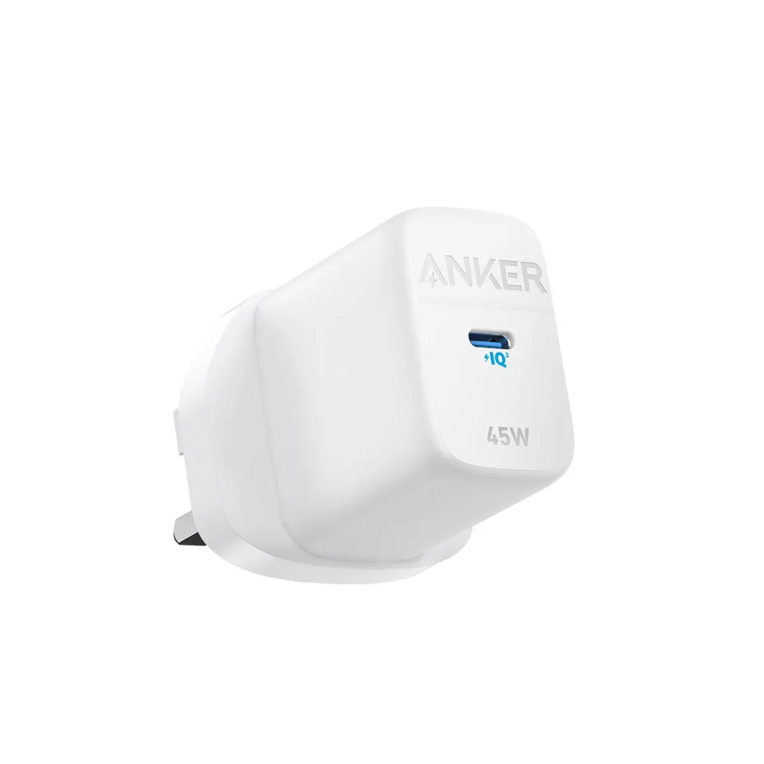 ANKER 313 1 PORT 45W PD WALL CHARGER WHITE WARRANTY 18 MONTH CHARGING CABLE NOT INCLUDE…