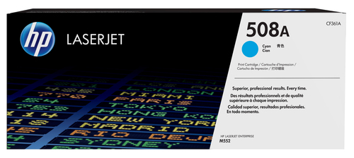 HP 508A CYAN LASERJET ENTERPRISE M552/M553 TONER CARTRIDGE CARTRIDGE YIELD 5000 PGS
