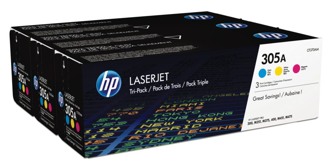 HP 305A TRI-PACK TONER CARTRIDGES (CMY)