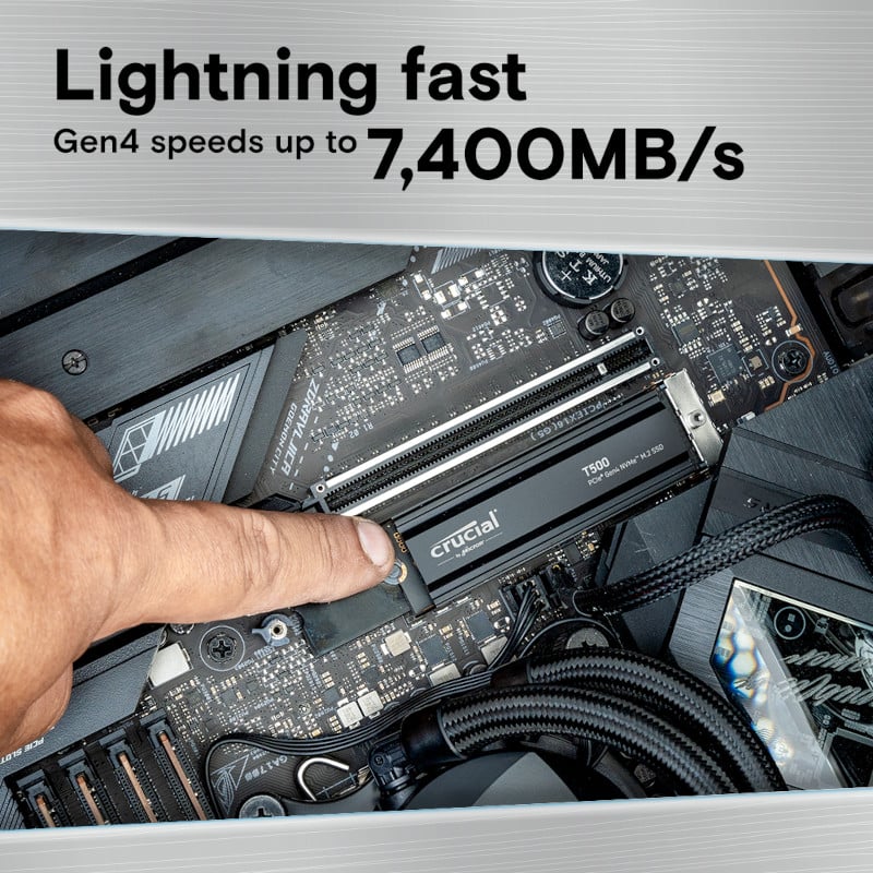 Crucial T500 1TB PCIe Gen4 NVMe M.2 SSD with Heatsink - Image 4