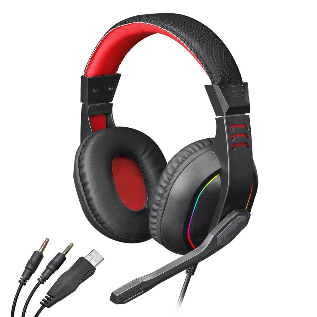 Redragon ARES Over-Ear Aux RGB Gaming Headset - Black