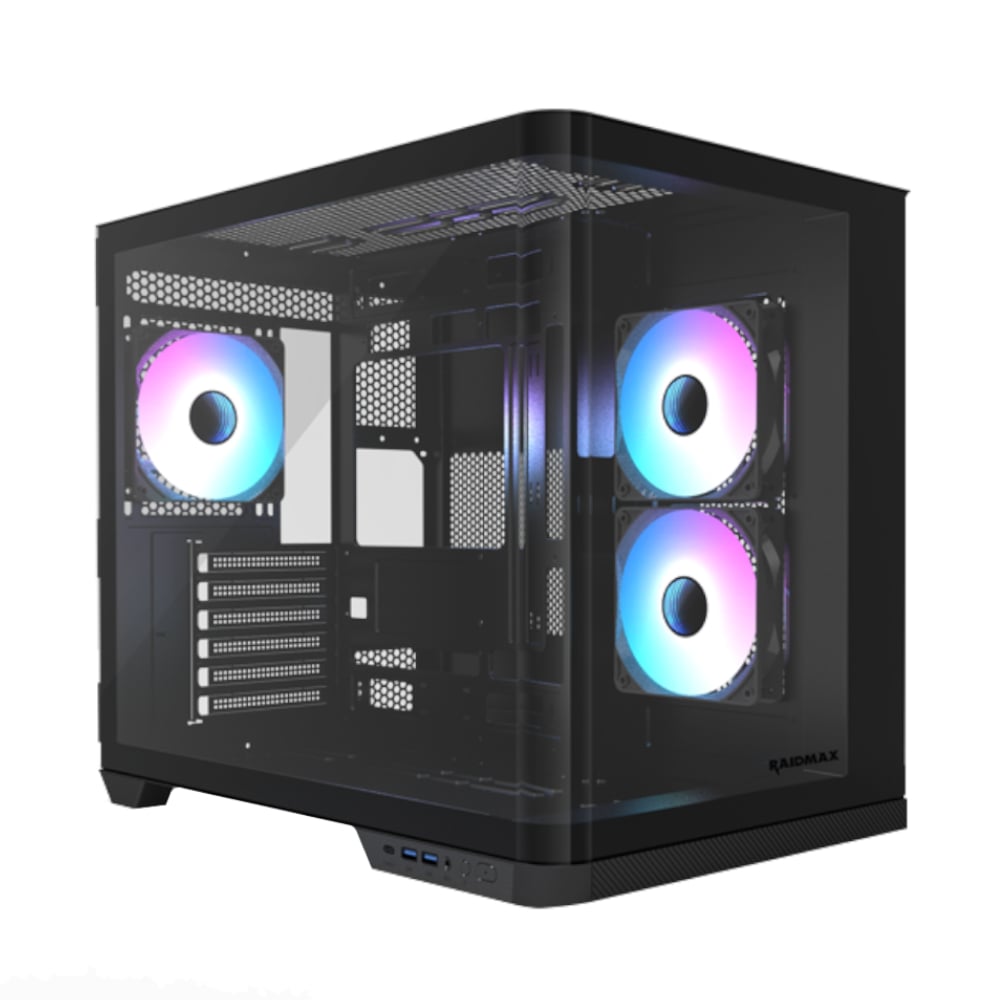 Raidmax I630 ATX | Micro-ATX | ITX ARGB Mid-Tower Dual Chamber Curved Glass Gaming Chas…