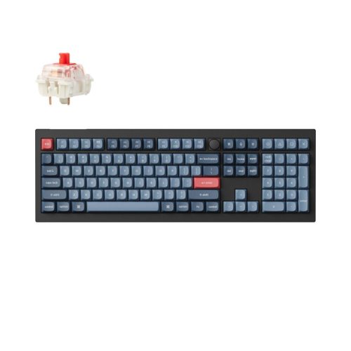 Keychron V6 Max Full-Size Wireless QMK Custom Keyboard Red Linear Switch Black V6M-D1