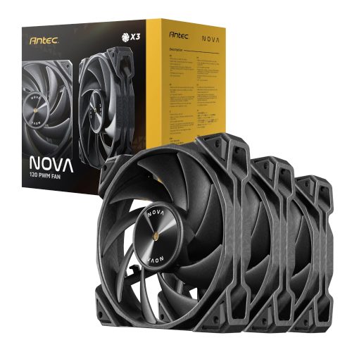 Antec NOVA 120 PWM 120mm Case Fan 3-Pack with Speed Controller Black NOVA-120-3PK