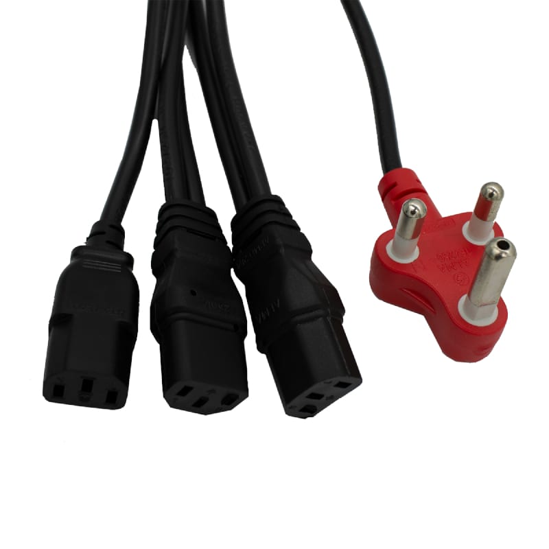 Triple Headed IEC C5 Kettle Power Cable 3.8m Black PC-6D3IC13BK3.8