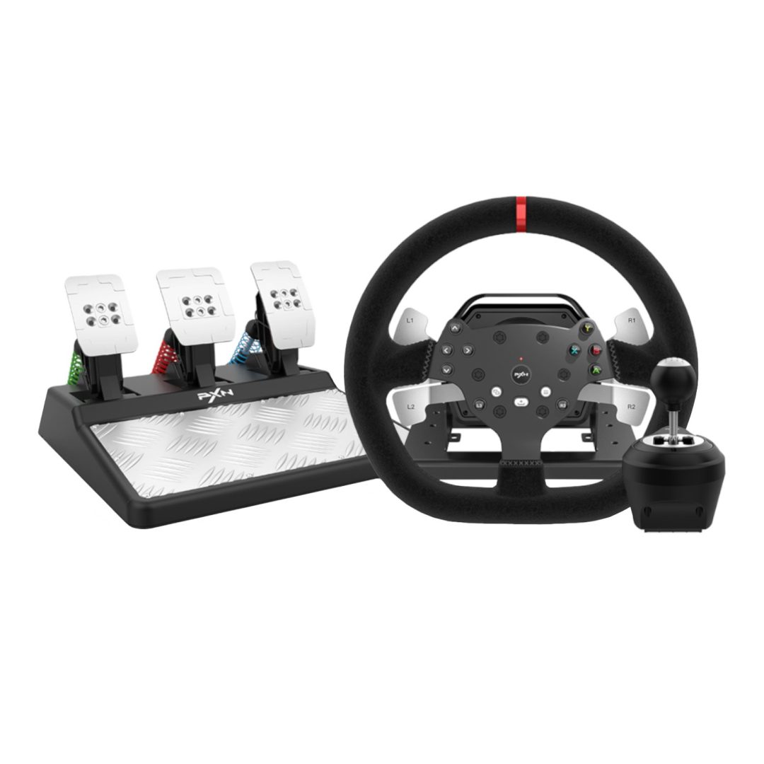 PXN V10 3-in-1 Force Feedback Gaming Steering Wheel with Pedals and Shifter PXN-V10