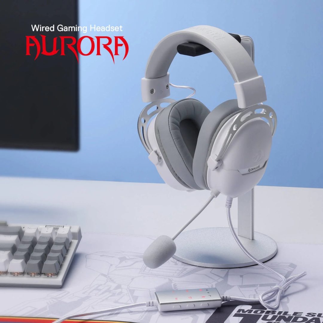 Redragon AURORA H376WG Over-Ear Gaming Headset White RD-H376WG - Image 2
