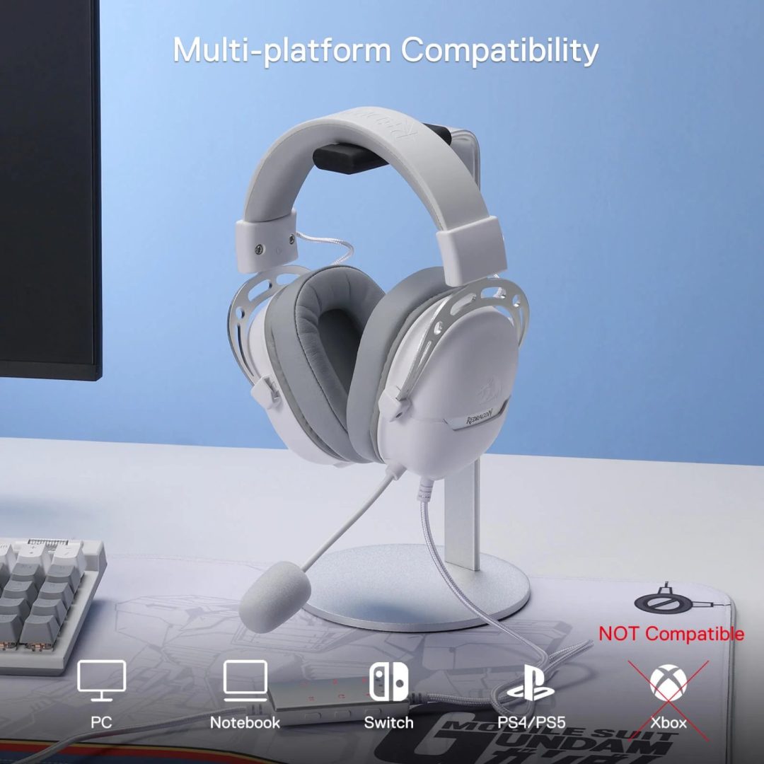 Redragon AURORA H376WG Over-Ear Gaming Headset White RD-H376WG - Image 4