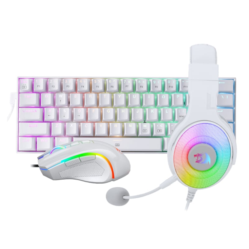 Redragon 3-in-1 Wired Combo Mouse, Headset and Keyboard - White