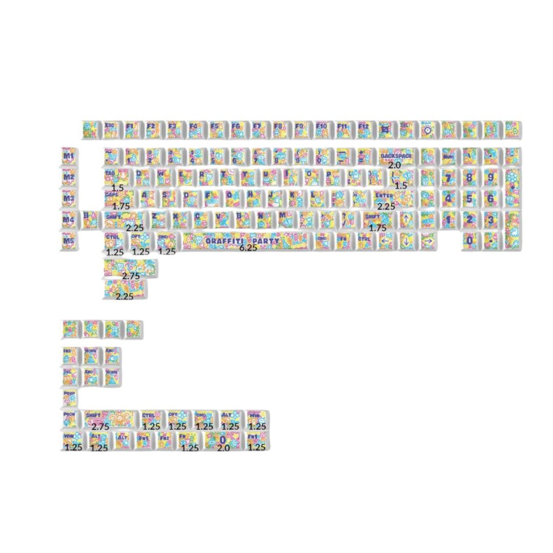 Keychron Graffiti Party – Cherry Profile Dye-Sub PBT Full Keycap Set (140 Keys, MX-Comp… - Image 2